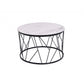 HomeRoots 23" x 23" x 16" White Ceramic Side Table With Black Iron Base