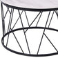 HomeRoots 23" x 23" x 16" White Ceramic Side Table With Black Iron Base