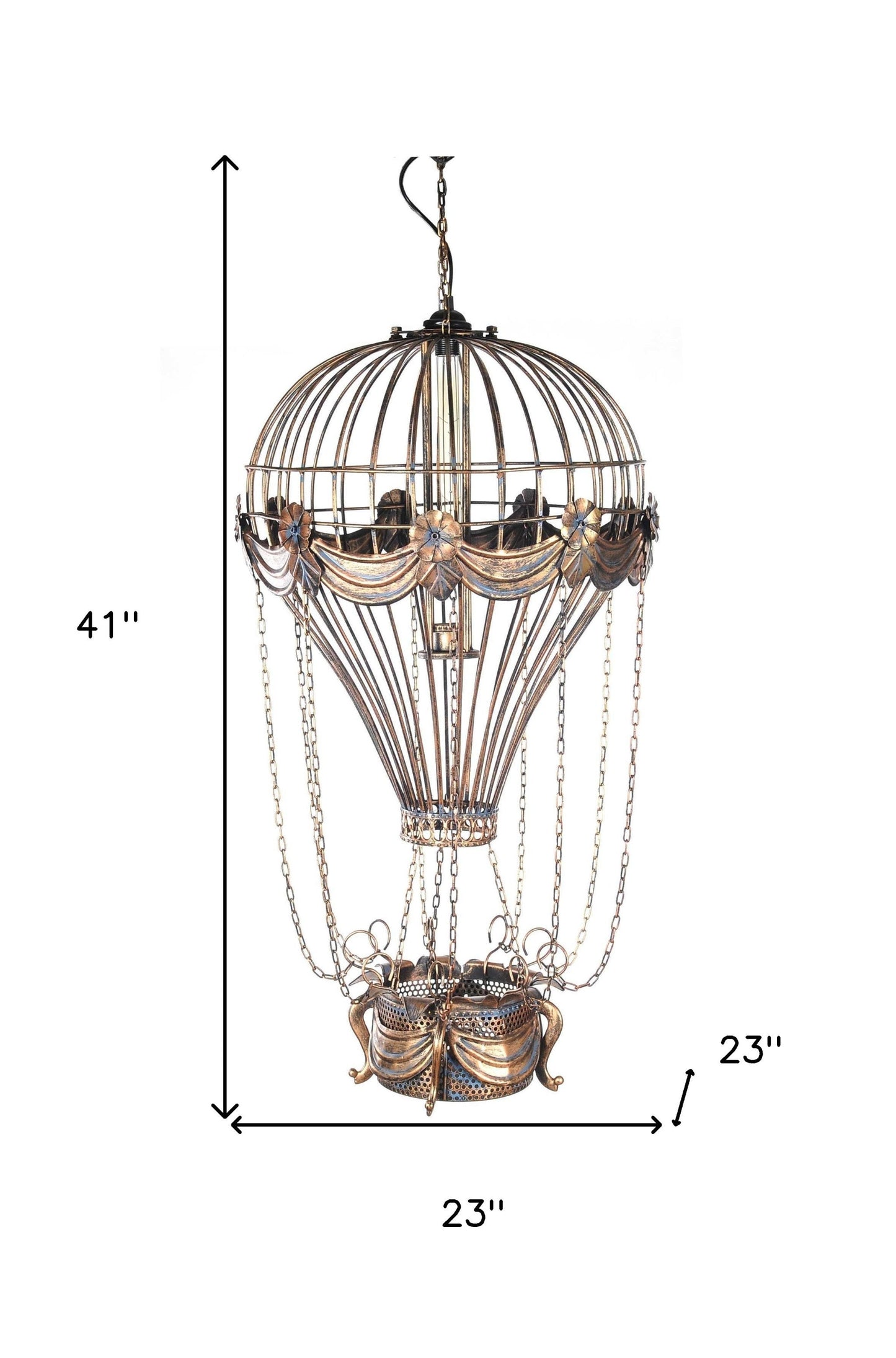 HomeRoots 23" x 23" x 41" Vintage Hot Air Balloon Pendant