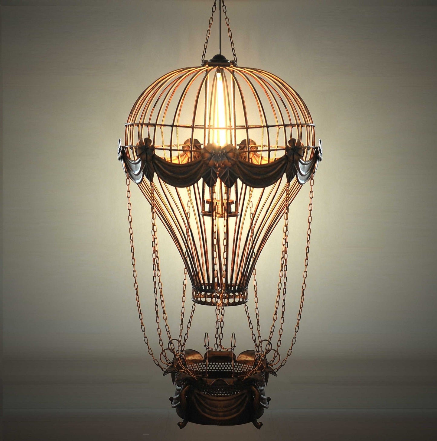 HomeRoots 23" x 23" x 41" Vintage Hot Air Balloon Pendant