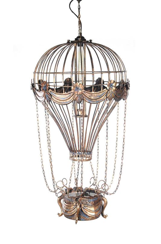 HomeRoots 23" x 23" x 41" Vintage Hot Air Balloon Pendant