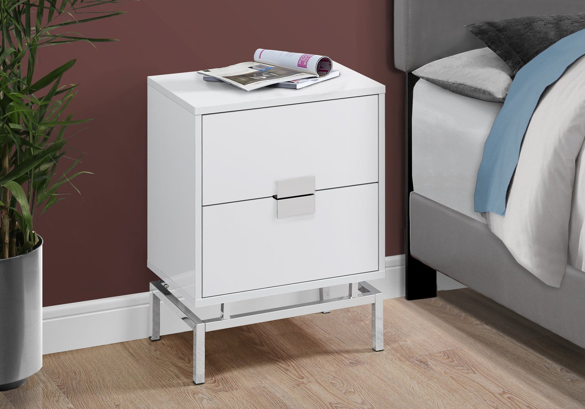 HomeRoots 23.5" Particle Board And Chrome Metal Accent Table