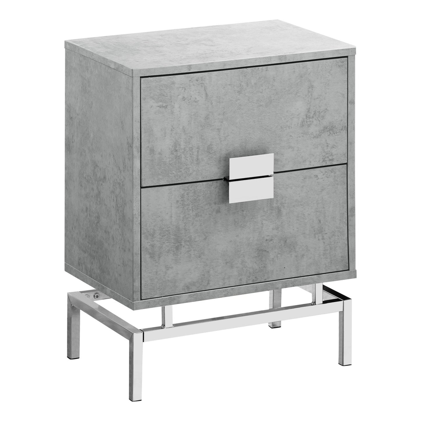 HomeRoots 23.5" Particle Board and Chrome Metal Accent Table With Grey Cement Finish