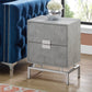 HomeRoots 23.5" Particle Board and Chrome Metal Accent Table With Grey Cement Finish