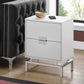 HomeRoots 23.5" Particle Board And Chrome Metal Accent Table