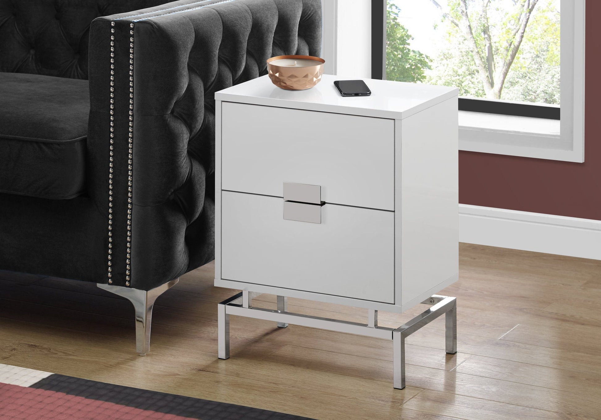 HomeRoots 23.5" Particle Board And Chrome Metal Accent Table