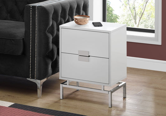 HomeRoots 23.5" Particle Board And Chrome Metal Accent Table