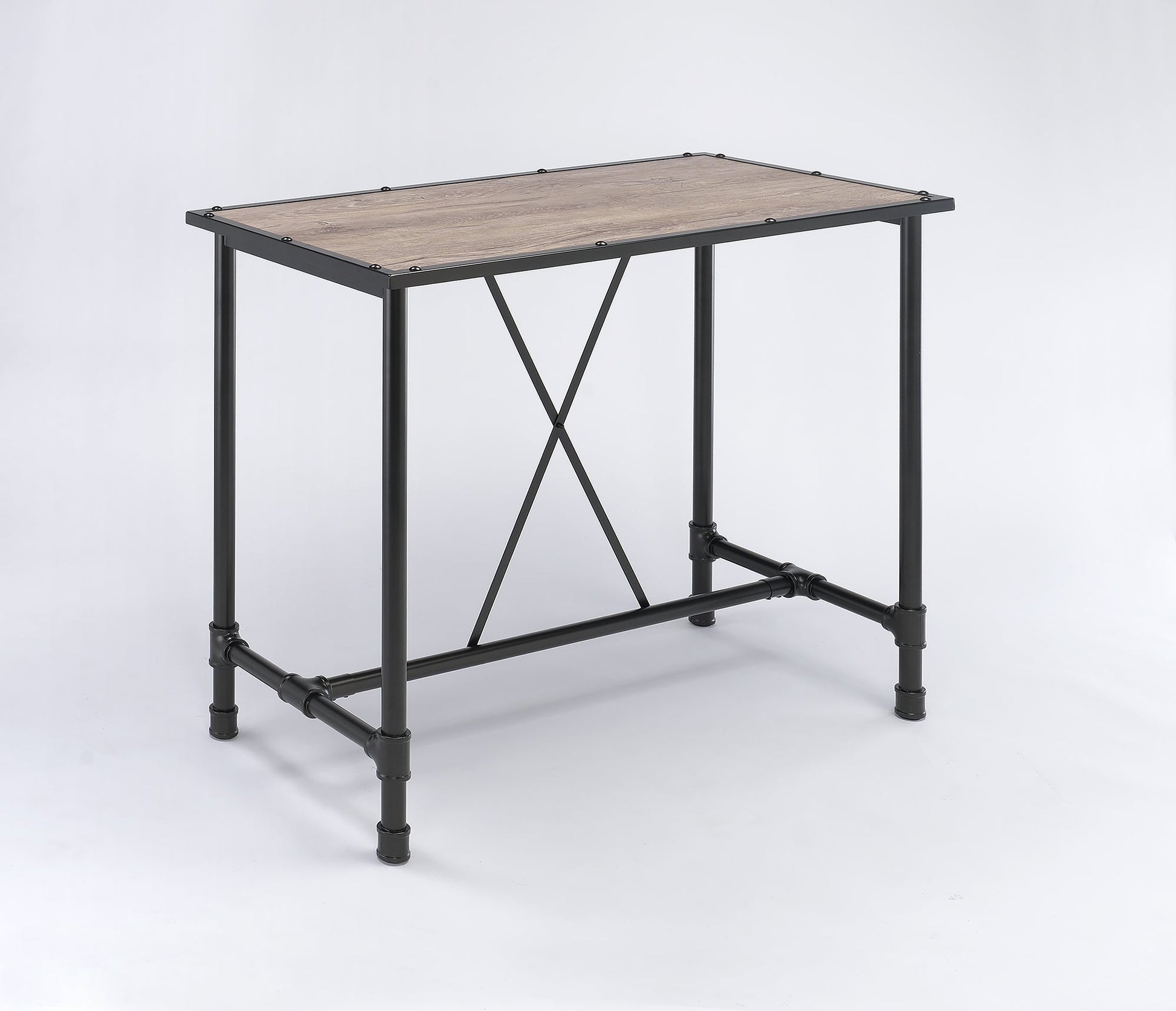 HomeRoots 23.5" x 47.5" x 41" Oak And Black Bar Table