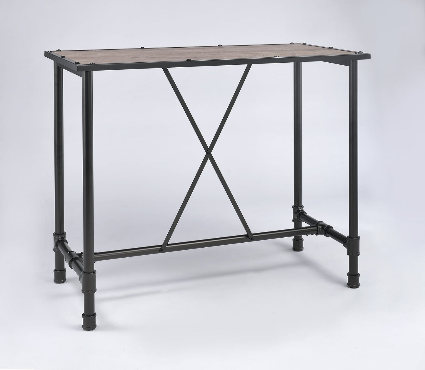 HomeRoots 23.5" x 47.5" x 41" Oak And Black Bar Table