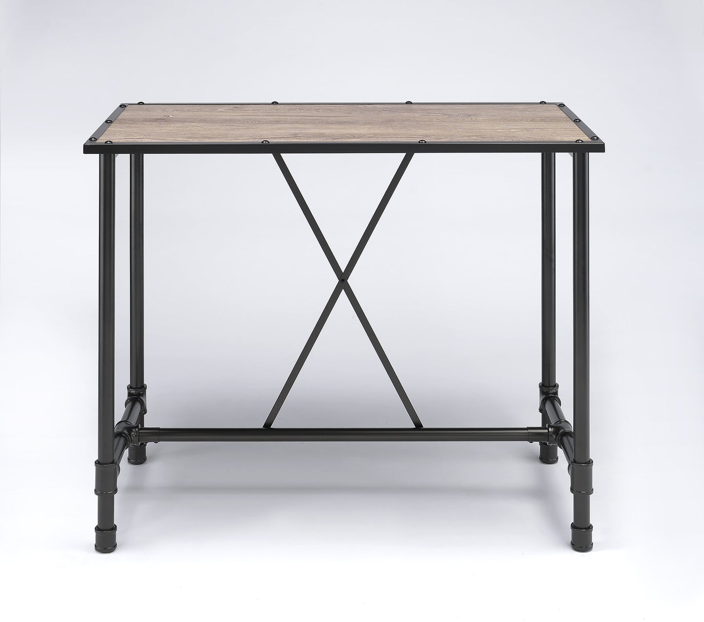 HomeRoots 23.5" x 47.5" x 41" Oak And Black Bar Table