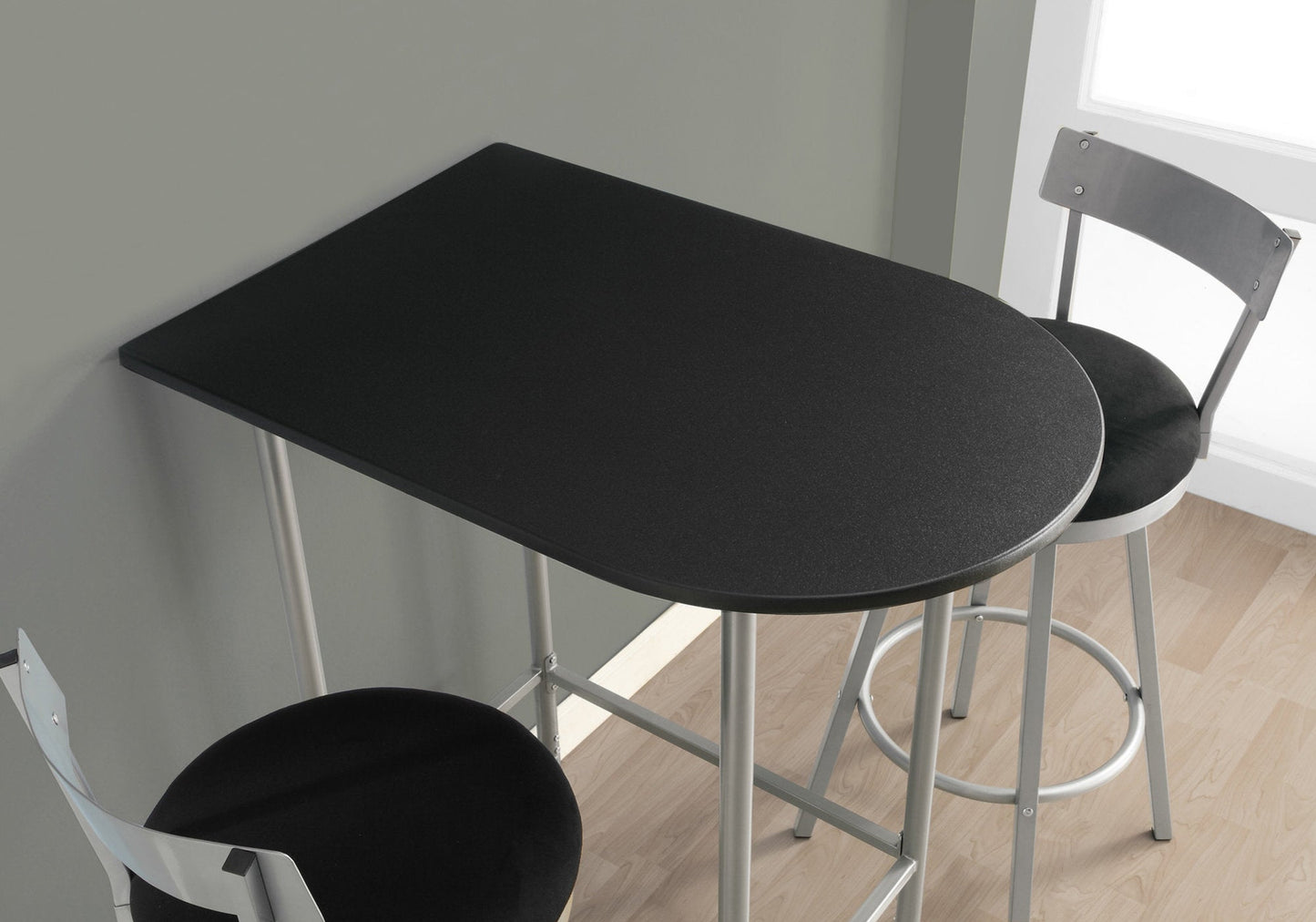 HomeRoots 23.75" x 35.5" x 41" Black Silver Mdf Metal Home Bar