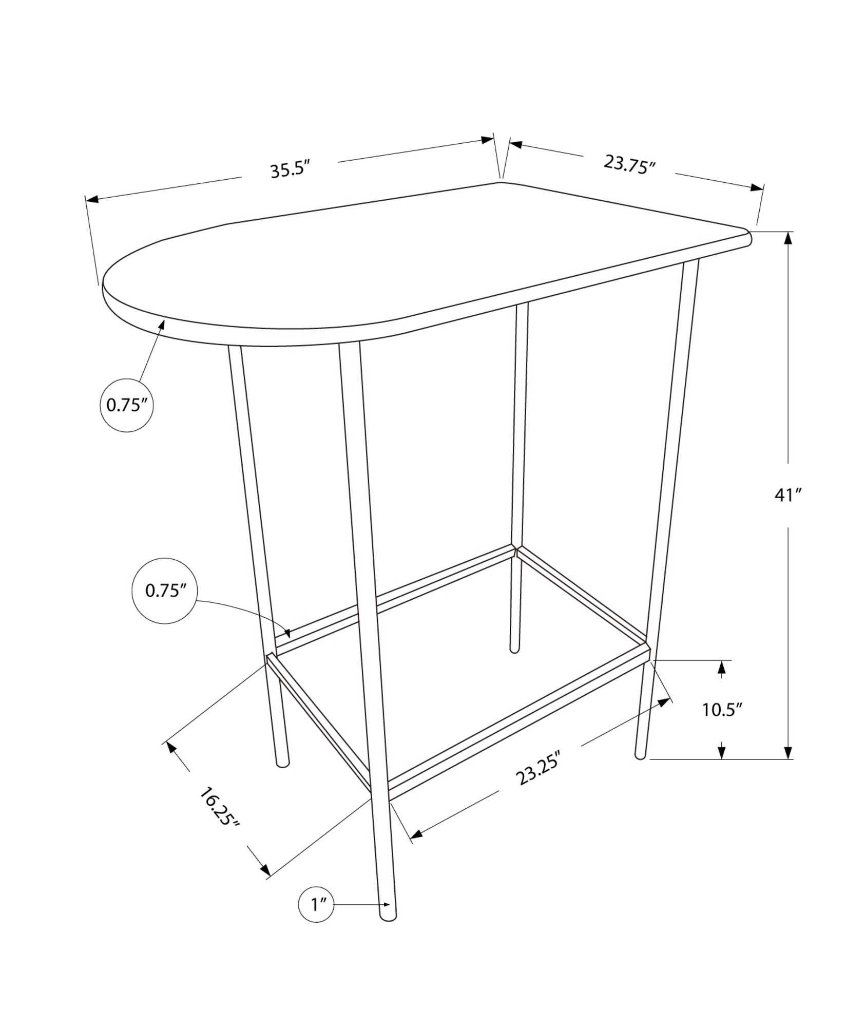 HomeRoots 23.75" x 35.5" x 41" Black Silver Mdf Metal Home Bar