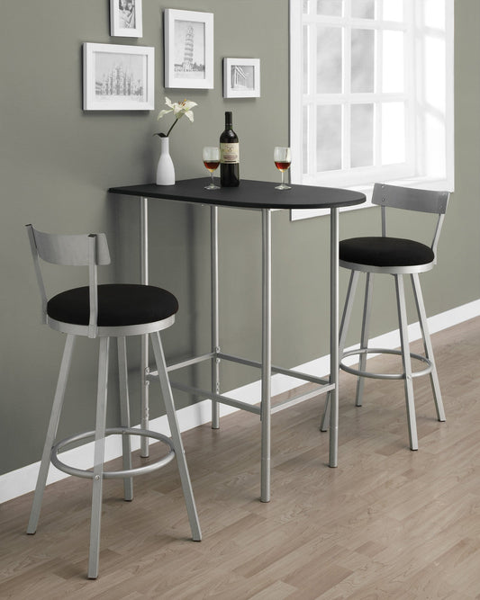 HomeRoots 23.75" x 35.5" x 41" Black Silver Mdf Metal Home Bar