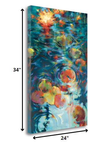 HomeRoots 24" Abstract Colorful Pond 3 Giclee Wrap Canvas Wall Art