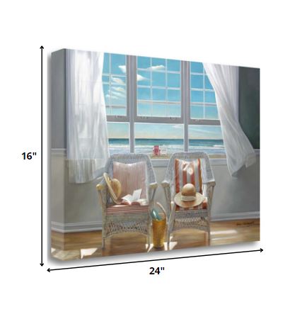 HomeRoots 24" Beach House View 1 Giclee Wrap Canvas Wall Art