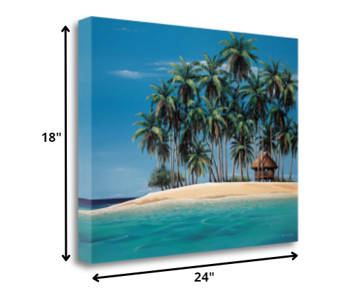 HomeRoots 24" Beach Shack on an Island Giclee Wrap Canvas Wall Art