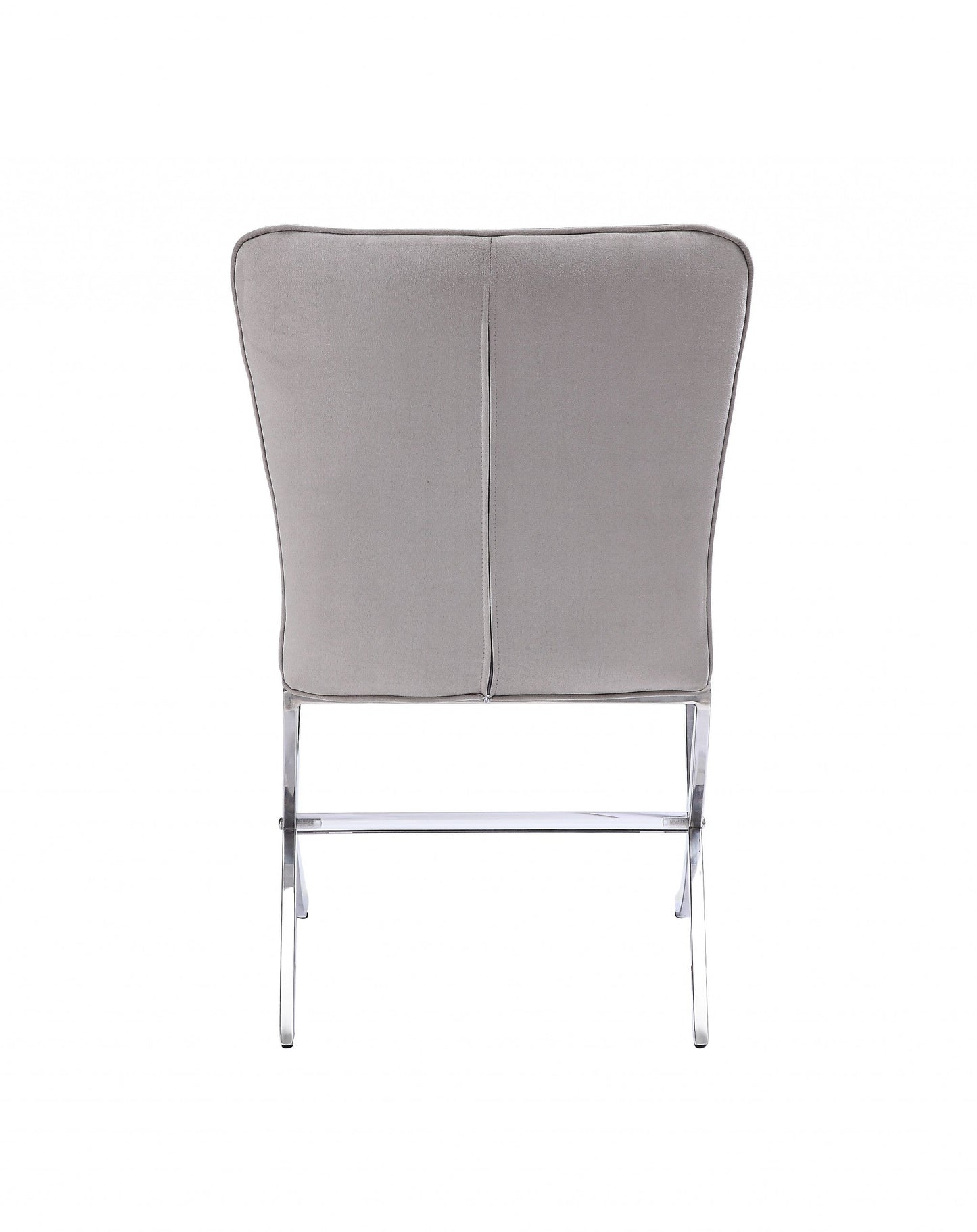 HomeRoots 24" Beige Velvet And Silver Parsons Chair