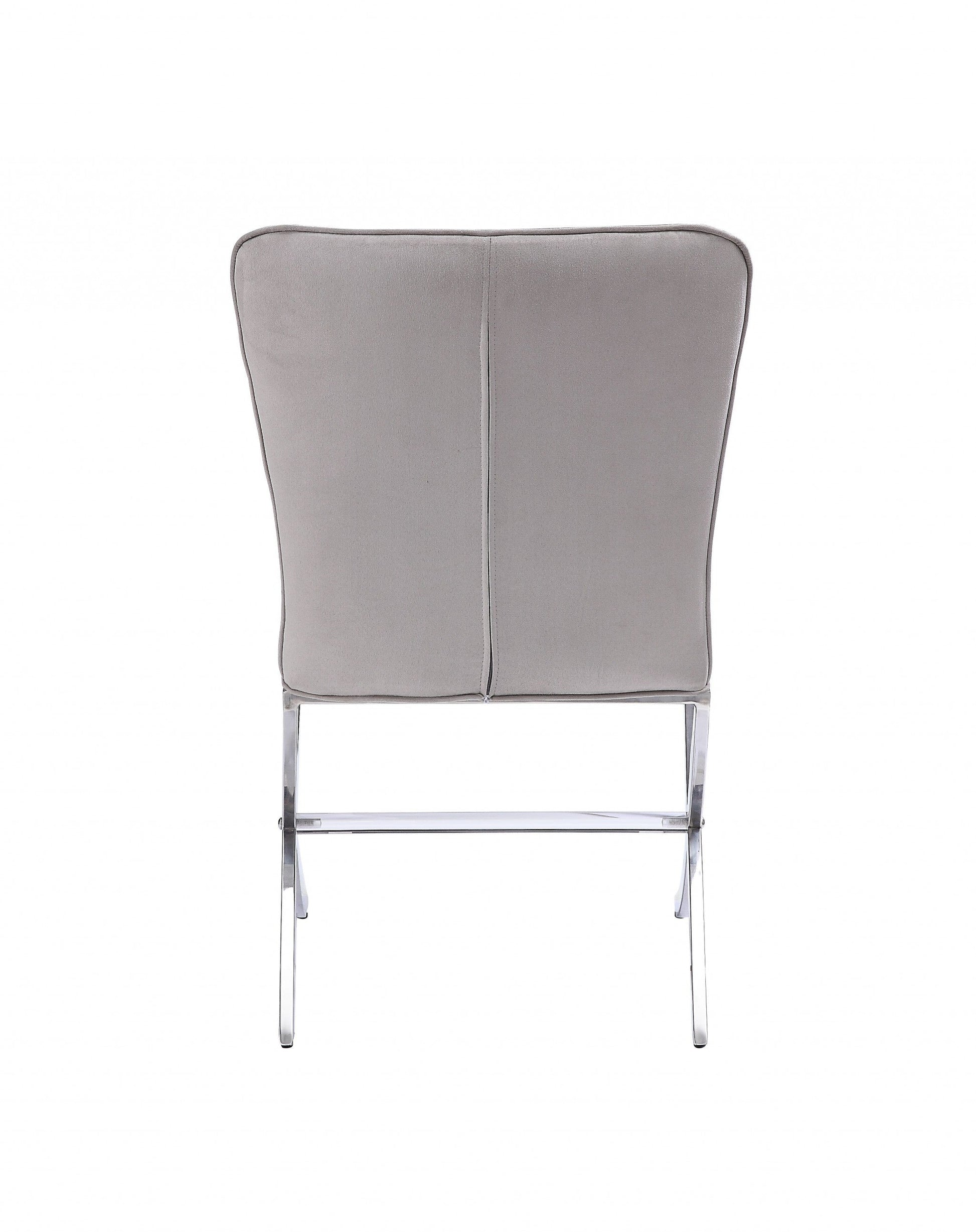 HomeRoots 24" Beige Velvet And Silver Parsons Chair