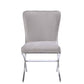 HomeRoots 24" Beige Velvet And Silver Parsons Chair