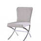 HomeRoots 24" Beige Velvet And Silver Parsons Chair