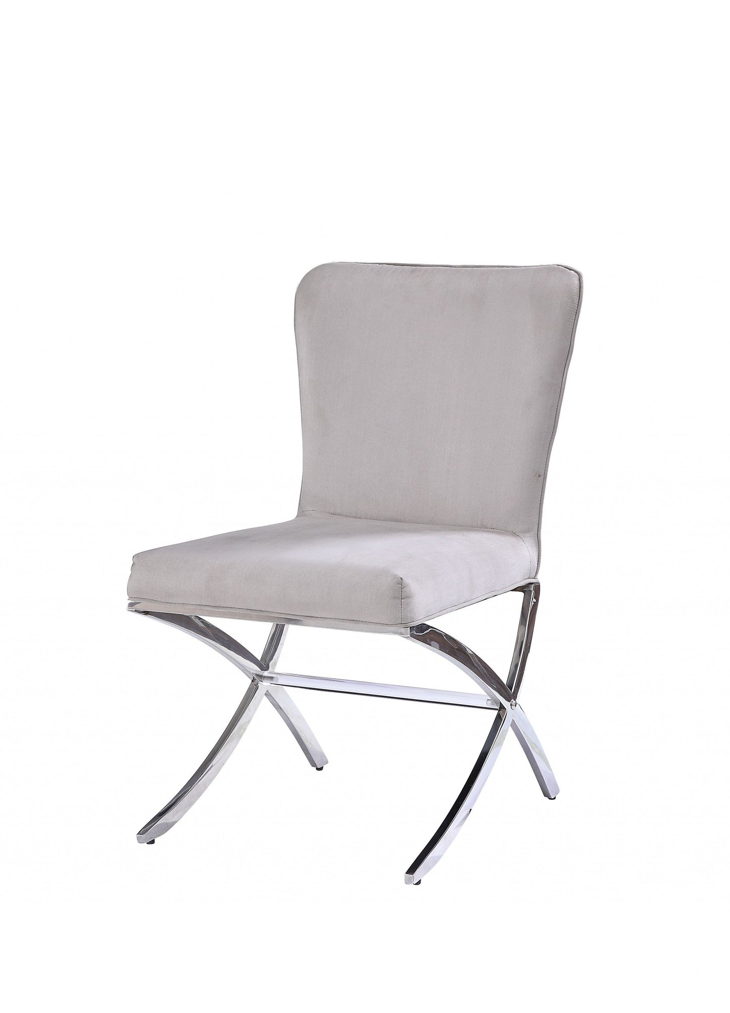 HomeRoots 24" Beige Velvet And Silver Parsons Chair