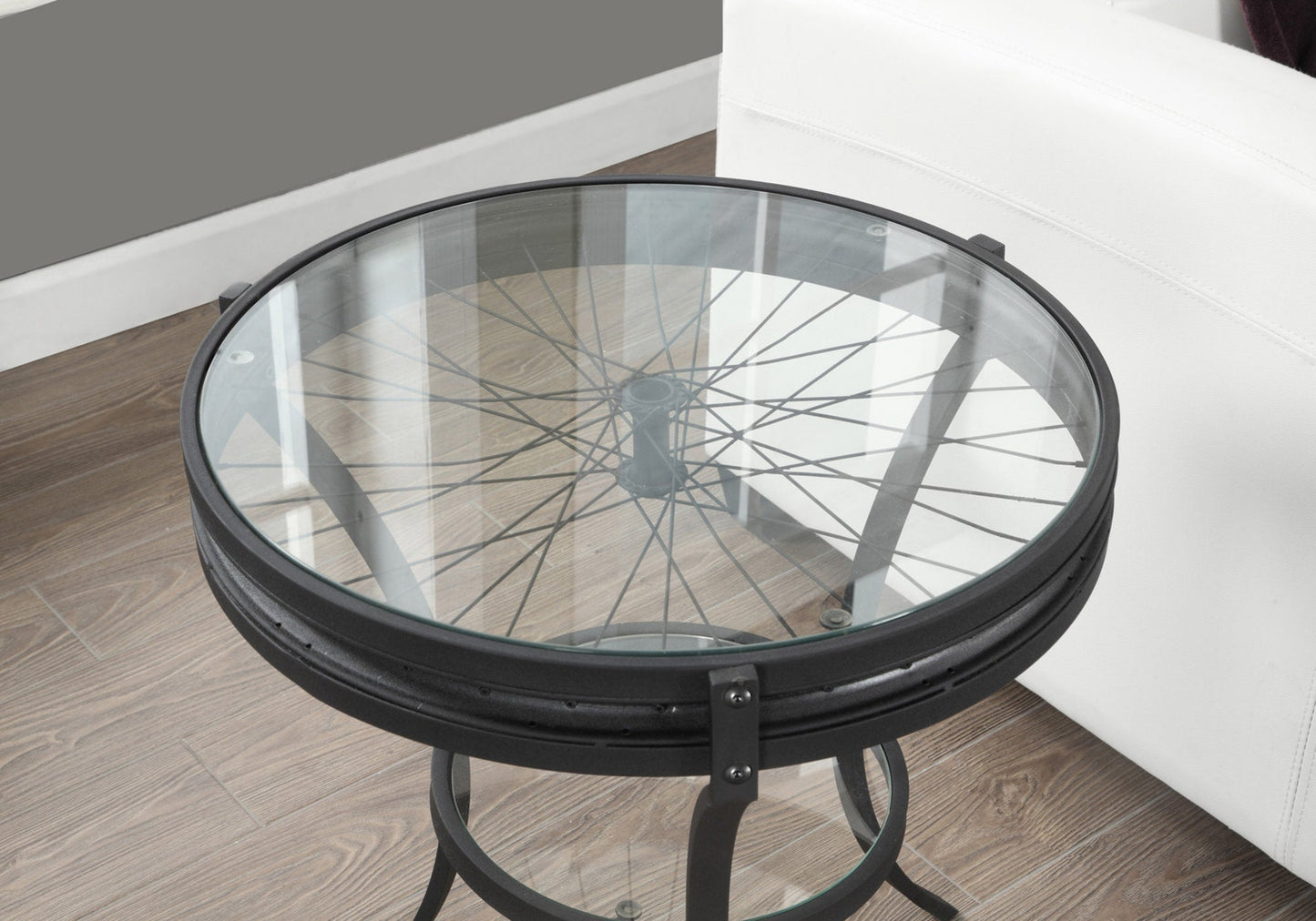 HomeRoots 24" Black And Clear Glass Round End Table With Shelf