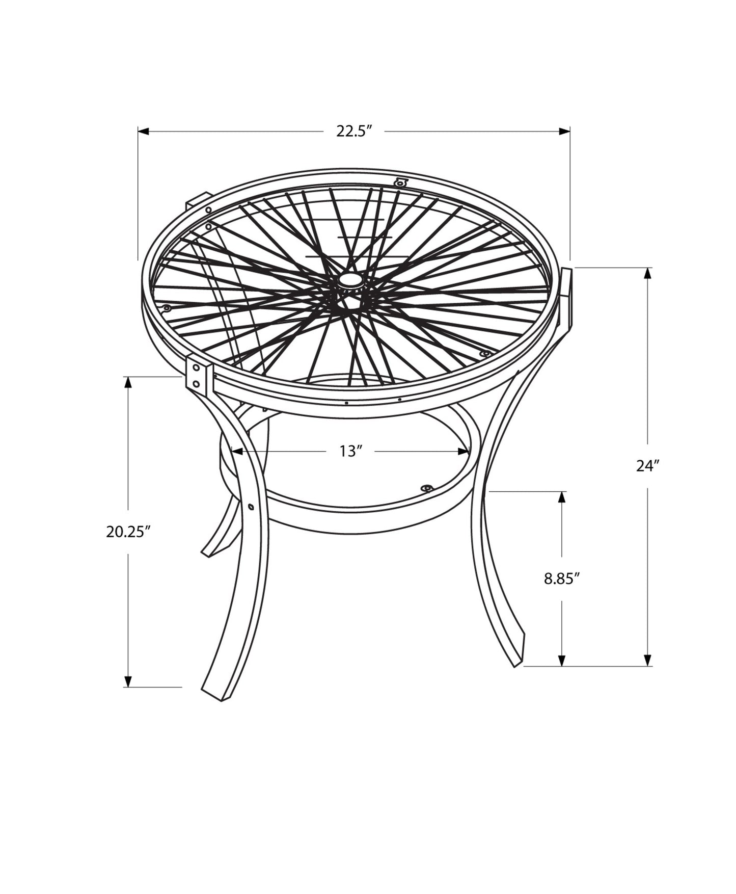 HomeRoots 24" Black And Clear Glass Round End Table With Shelf