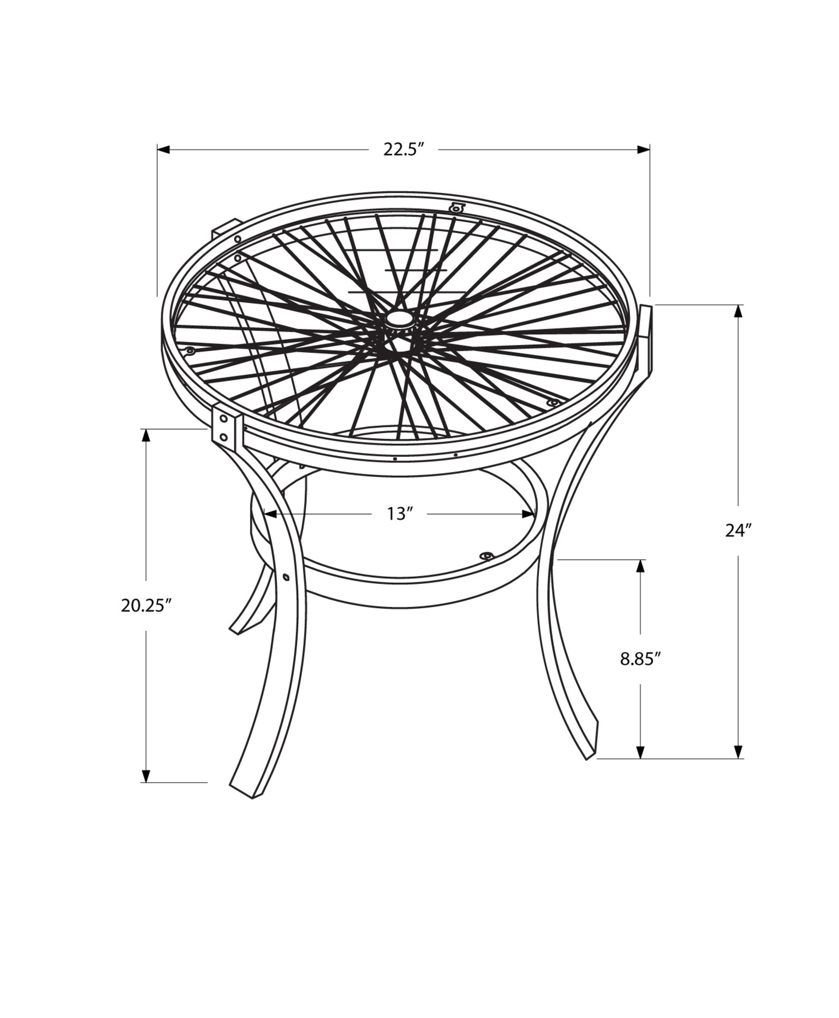 HomeRoots 24" Black And Clear Glass Round End Table With Shelf