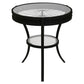 HomeRoots 24" Black And Clear Glass Round End Table With Shelf