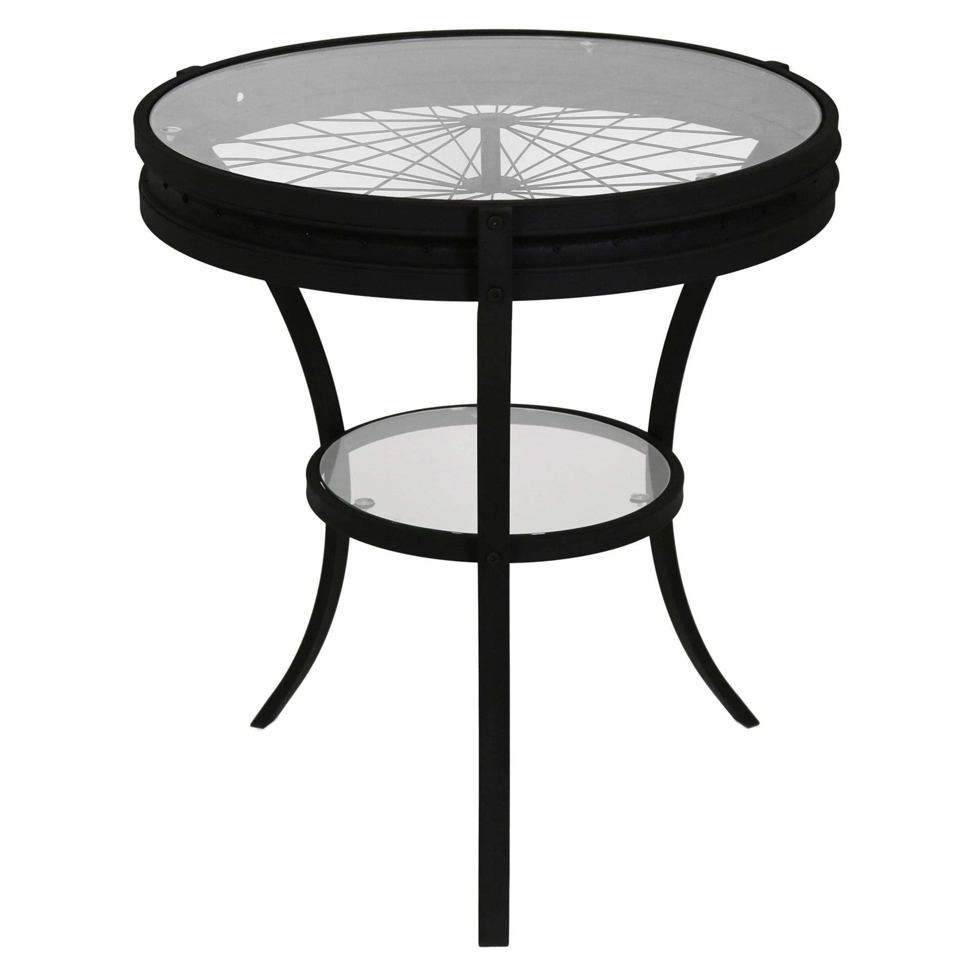HomeRoots 24" Black And Clear Glass Round End Table With Shelf