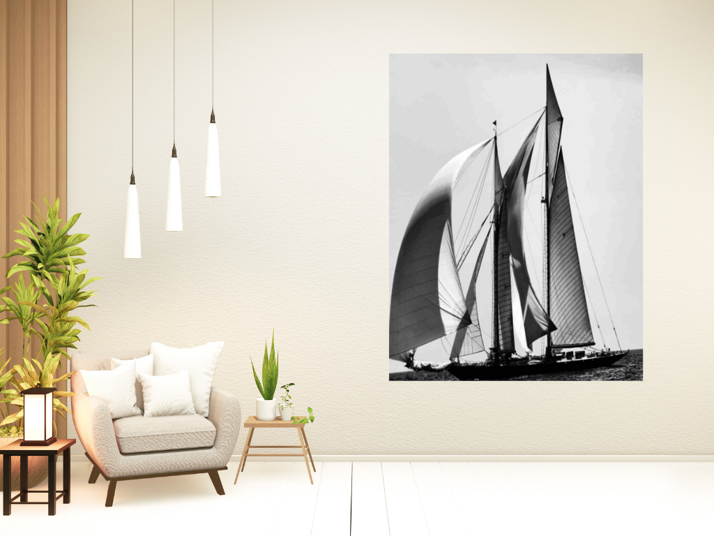 HomeRoots 24" Black and White Sailboat Giclee Wrap Canvas Wall Art