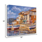 HomeRoots 24" Boats Docked Near Cafes Bright Sunny Day Giclee Wrap Canvas Wall Art