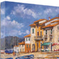 HomeRoots 24" Boats Docked Near Cafes Bright Sunny Day Giclee Wrap Canvas Wall Art