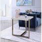 HomeRoots 24" Brass And White Faux Marble End Table