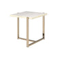 HomeRoots 24" Brass And White Faux Marble End Table