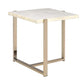 HomeRoots 24" Brass And White Faux Marble End Table