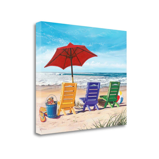 HomeRoots 24" Bright and Colorful Beach Ready Setup Print on Gallery Wrap Canvas Wall Art