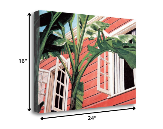 HomeRoots 24" Coastal Green Tropical Leaves Giclee Wrap Canvas Wall Art