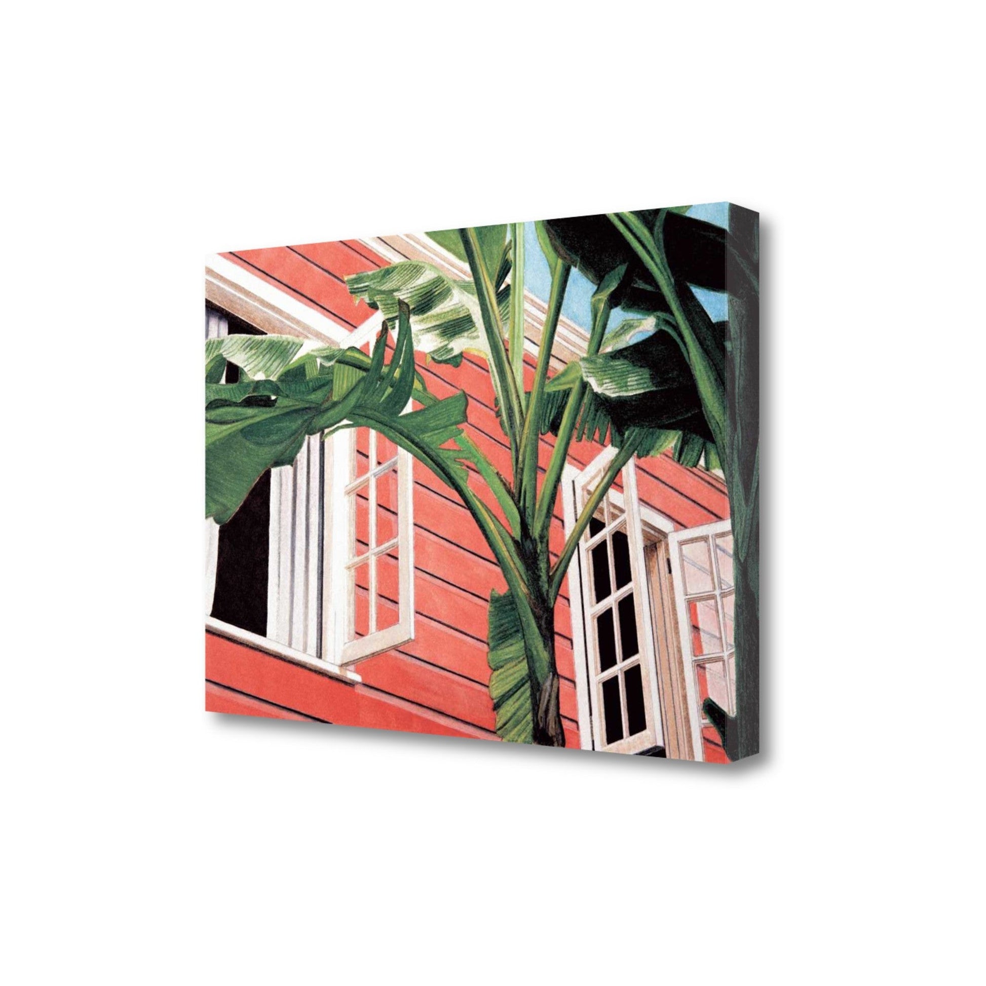 HomeRoots 24" Coastal Green Tropical Leaves Giclee Wrap Canvas Wall Art