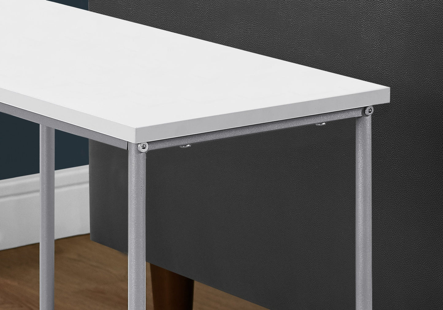 HomeRoots 24" Console Table With Storage in White And Silver Finish