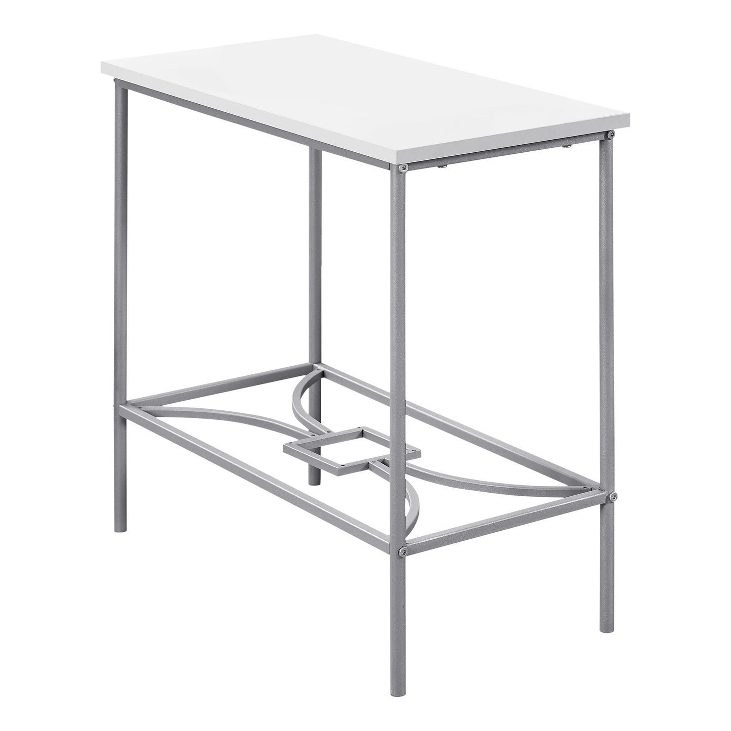HomeRoots 24" Console Table With Storage in White And Silver Finish