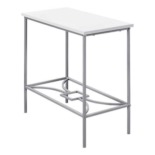 HomeRoots 24" Console Table With Storage in White And Silver Finish