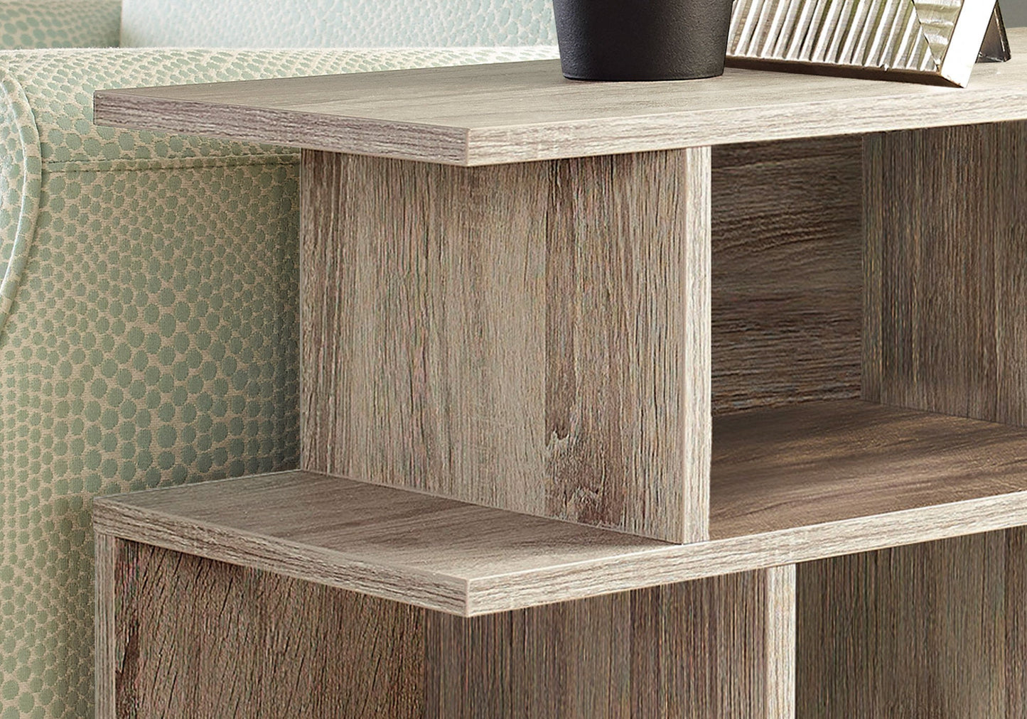 HomeRoots 24" Deep Taupe End Table With 6 Shelves