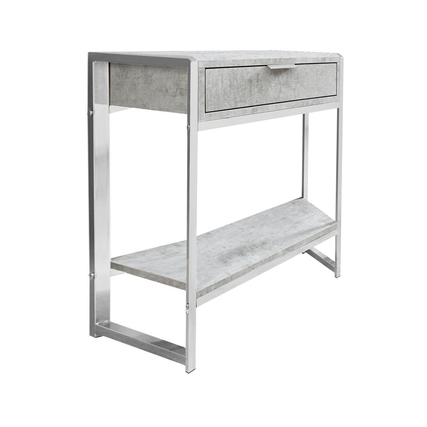 HomeRoots 24" End Table With Drawer And Shelf in Silver and Gray Finish