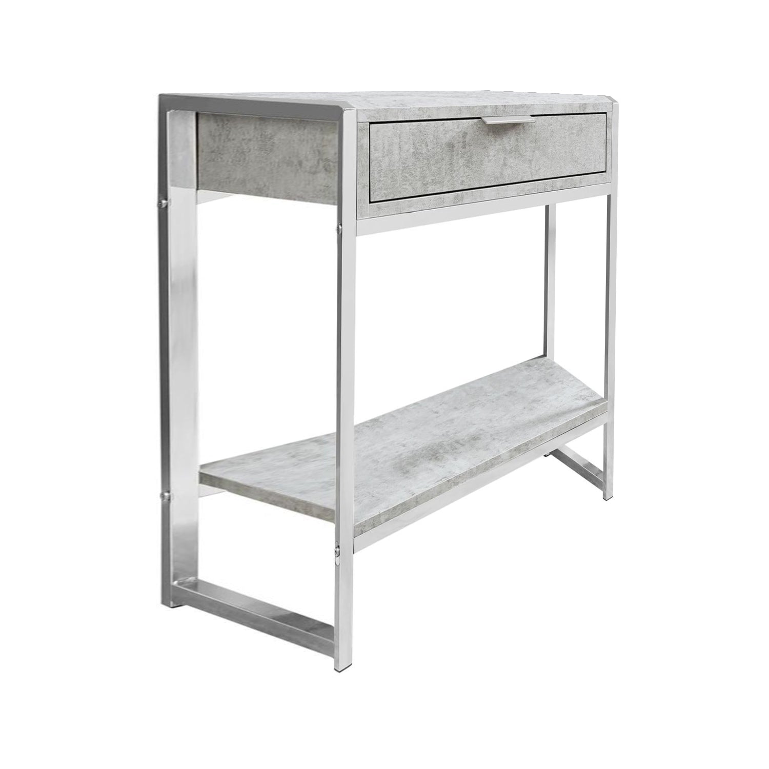 HomeRoots 24" End Table With Drawer And Shelf in Silver and Gray Finish
