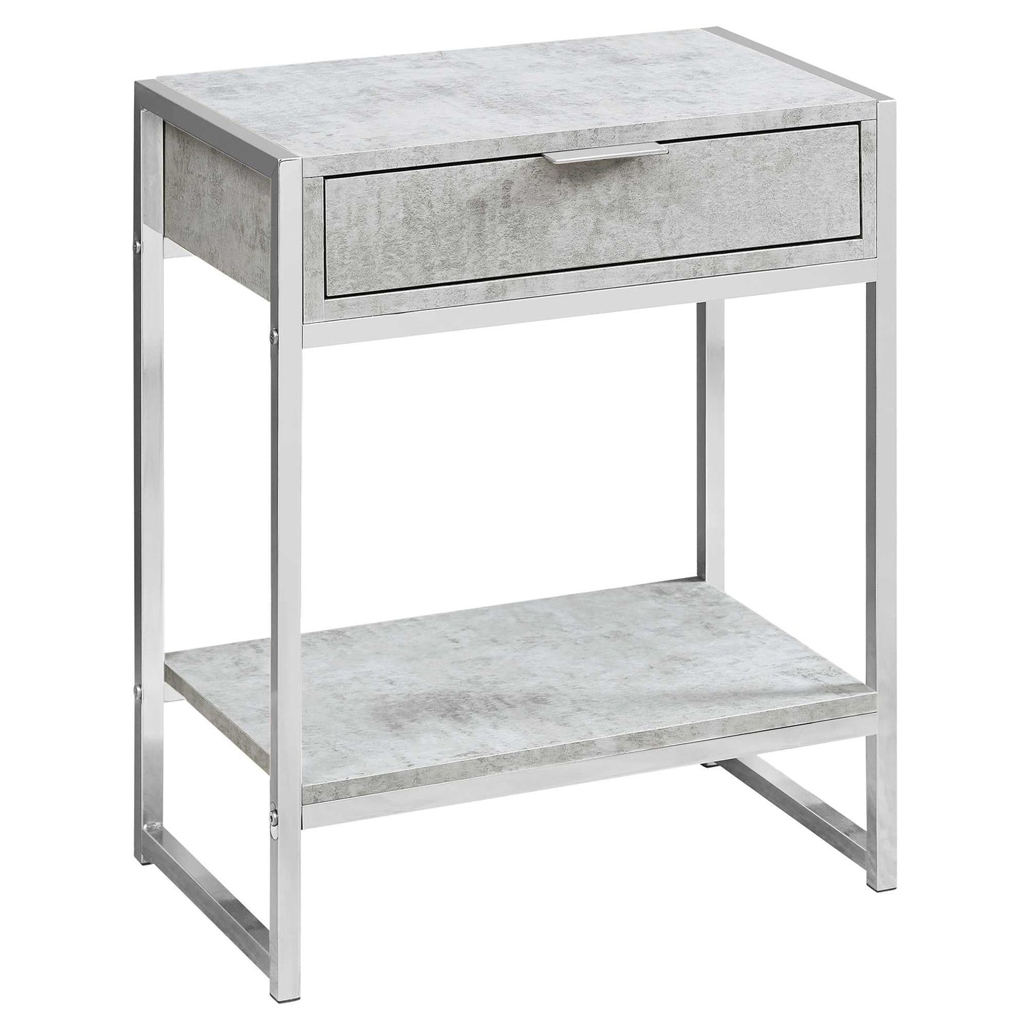 HomeRoots 24" End Table With Drawer And Shelf in Silver and Gray Finish