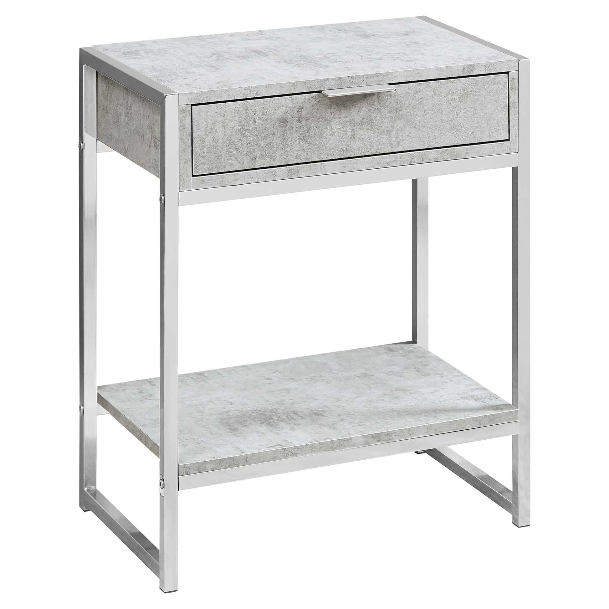 HomeRoots 24" End Table With Drawer And Shelf in Silver and Gray Finish