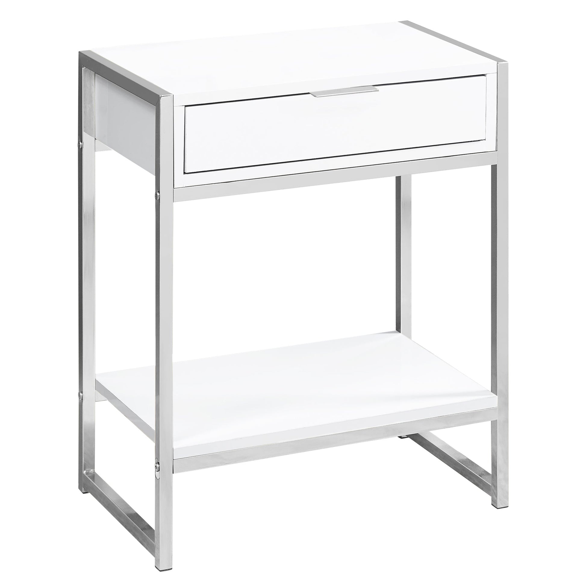 HomeRoots 24" End Table With Drawer And Shelf in Silver and White Finish