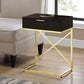 HomeRoots 24" End Table With Drawer in Gold and Black Finish