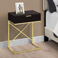 HomeRoots 24" End Table With Drawer in Gold and Black Finish